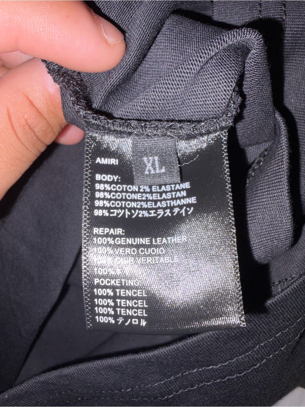 AMIRI Black Adult Tee with Rhinestone Script - Picture 3 of 4